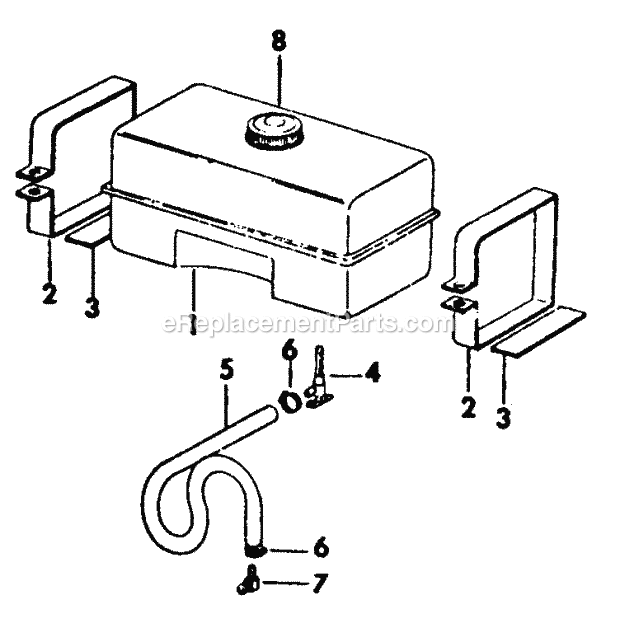 Fuel Tank & Related Parts Diagram and Parts List for 282 133-282-399, 132-282-100, 134-282-100, 133-28 Cub Cadet Lawn Mower